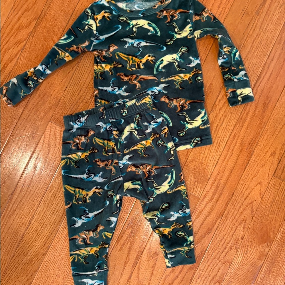 Cat & Jack Dinosaur fuzzy Print Kids Pajamas